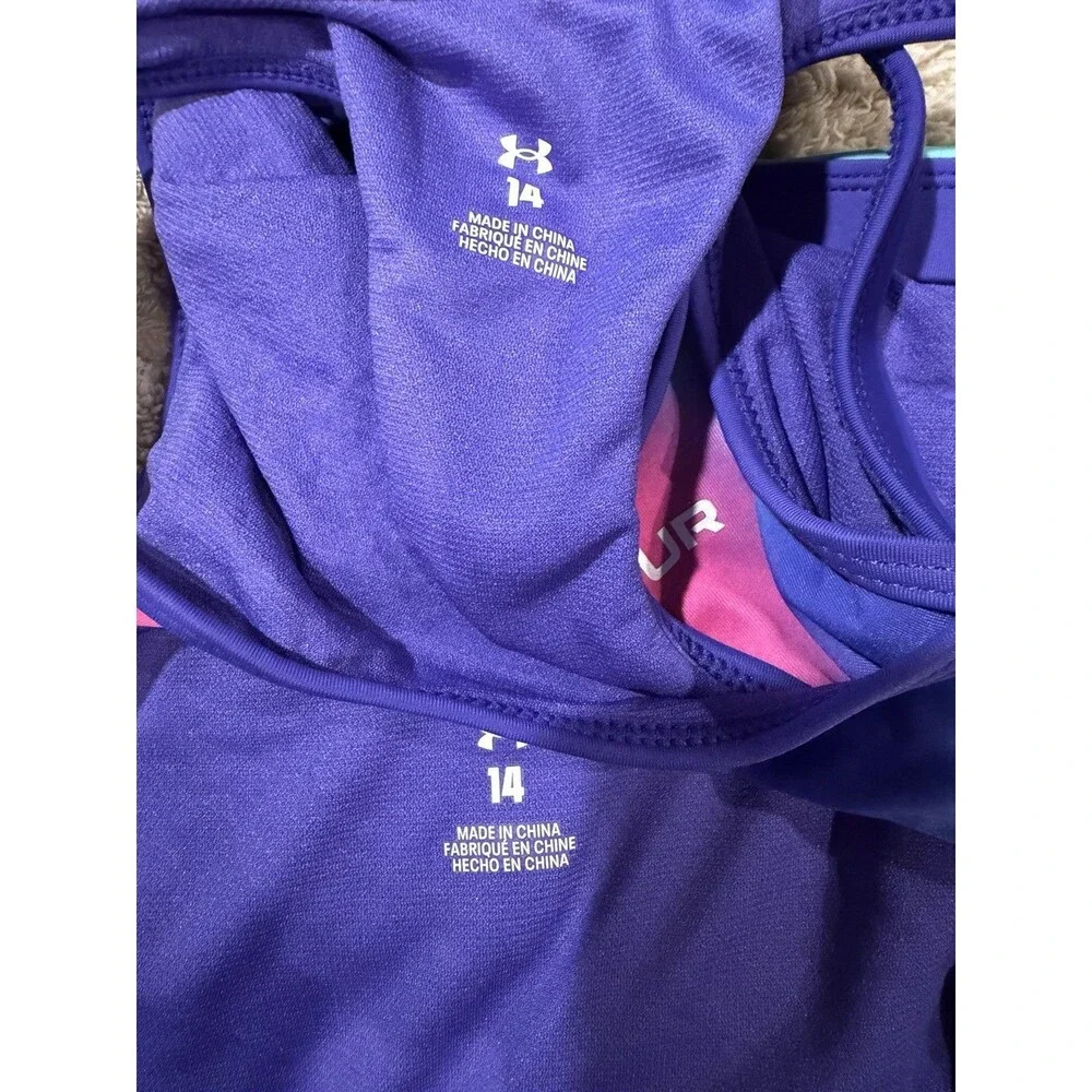 Girls Under Armour UA Polka Party Blur Racer Midkini Top & Bottoms Set Size 14